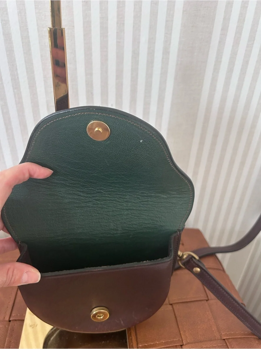 Vintage Kentucky Leather Works Saddle Bag Crossbody Leather Bag Gold Hardware